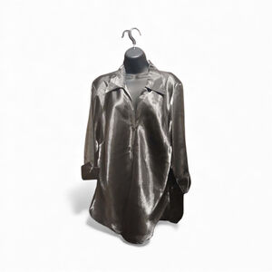 Blue Diamond Plus Women's 18W Long Sleeve Button-Up Metallic Shirt (JC249)